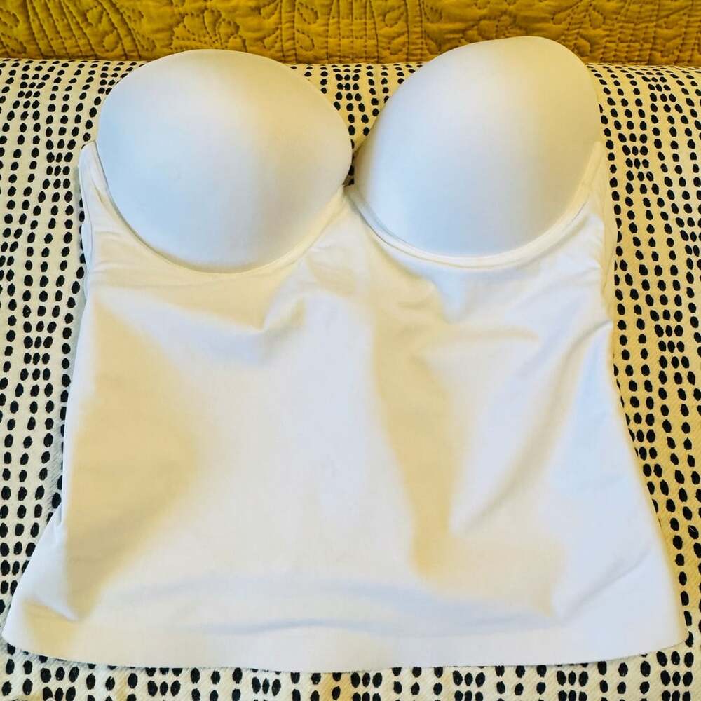 Felina White Strapless Underwire Longline Bridal Bustier Bra 38C